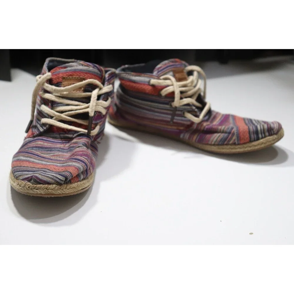 Toms Booties Canvas Hightops Womens Chukka Espadrille Multicolor Size 7.5